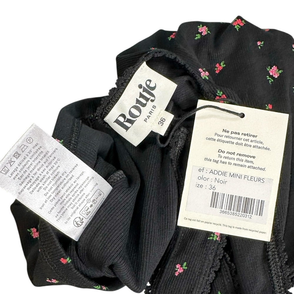 ROUJE PARIS Addie Mini Dress, Black Floral, FR36/US4 - Picture 14 of 15